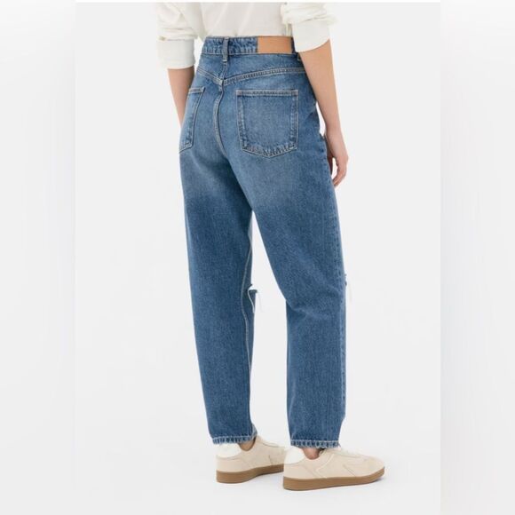Primark Blue Relaxed Mom Jeans High Rise with Distressed Details - Picture 5 of 16